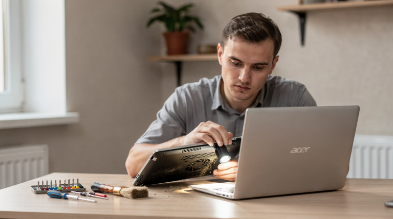 Ноутбук Acer шумит и выключается: как найти проблему в системе охлаждения